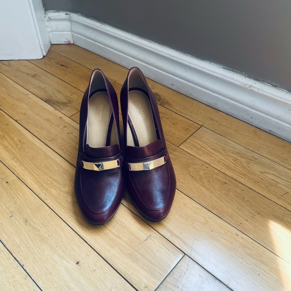 Michael Kors Burgundy Heels with Gold Accent